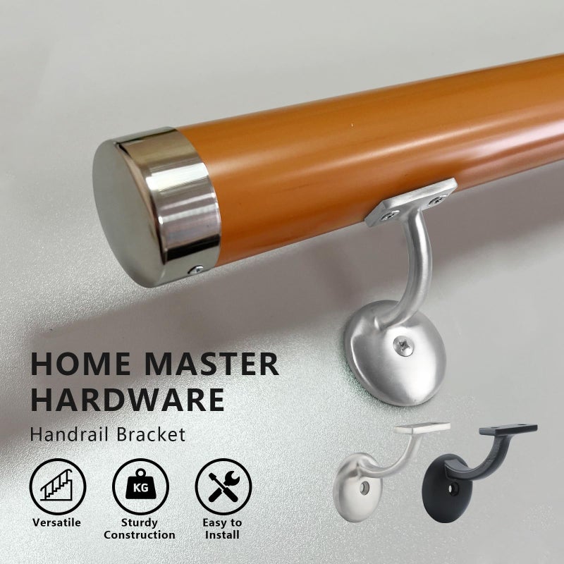 HOME MASTER HARDWARE Hand Rail Stair Brackets, Heavy Duty Stainless Steel Stair Support for Stairways Home or Office Staircase Handrail, 2 Pack - Image 2